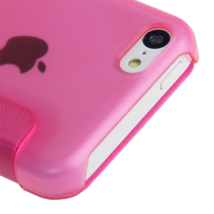 Cloth Texture Flip Leather Cover Plastic Case with Call Display ID for iPhone 5C