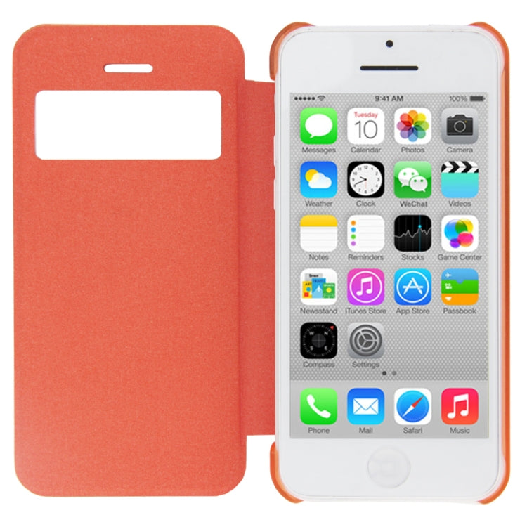 Cloth Texture Flip Leather Cover Plastic Case with Call Display ID for iPhone 5C