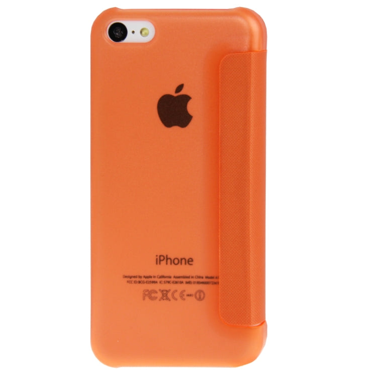 Cloth Texture Flip Leather Cover Plastic Case with Call Display ID for iPhone 5C