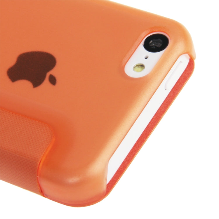 Cloth Texture Flip Leather Cover Plastic Case with Call Display ID for iPhone 5C
