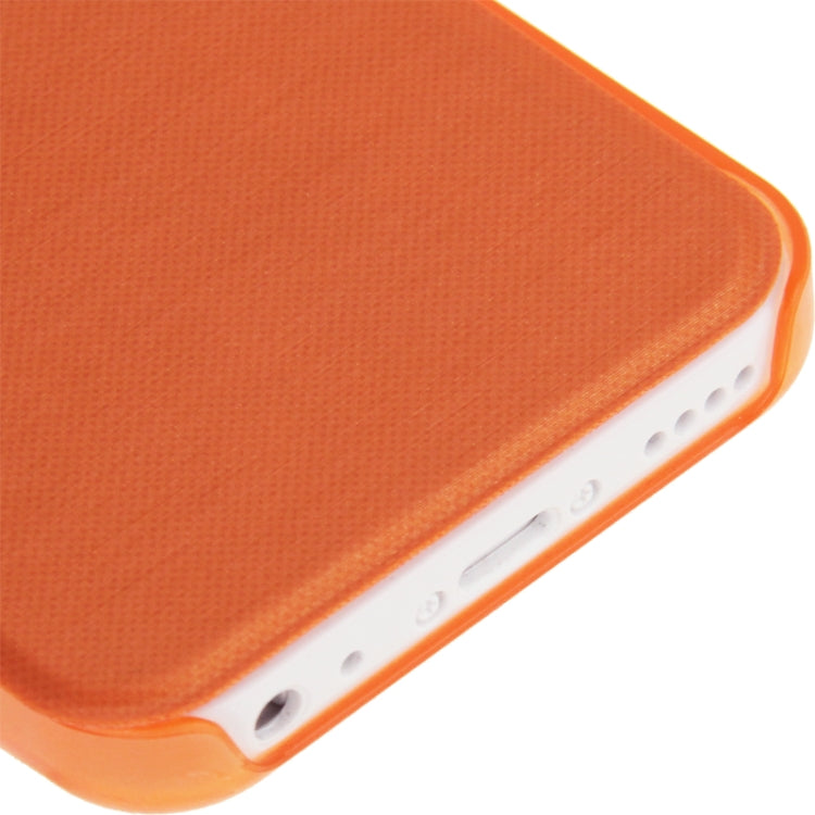 Cloth Texture Flip Leather Cover Plastic Case with Call Display ID for iPhone 5C