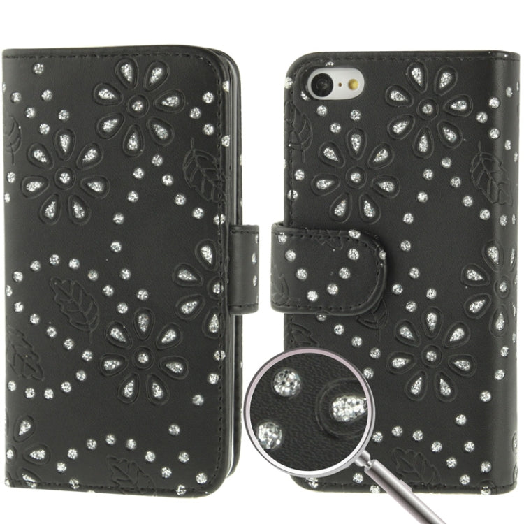 Diamond Palace Flower Pattern Horizontal Flip Leather Case with Credit Card Slots & Holder for iPhone 5C