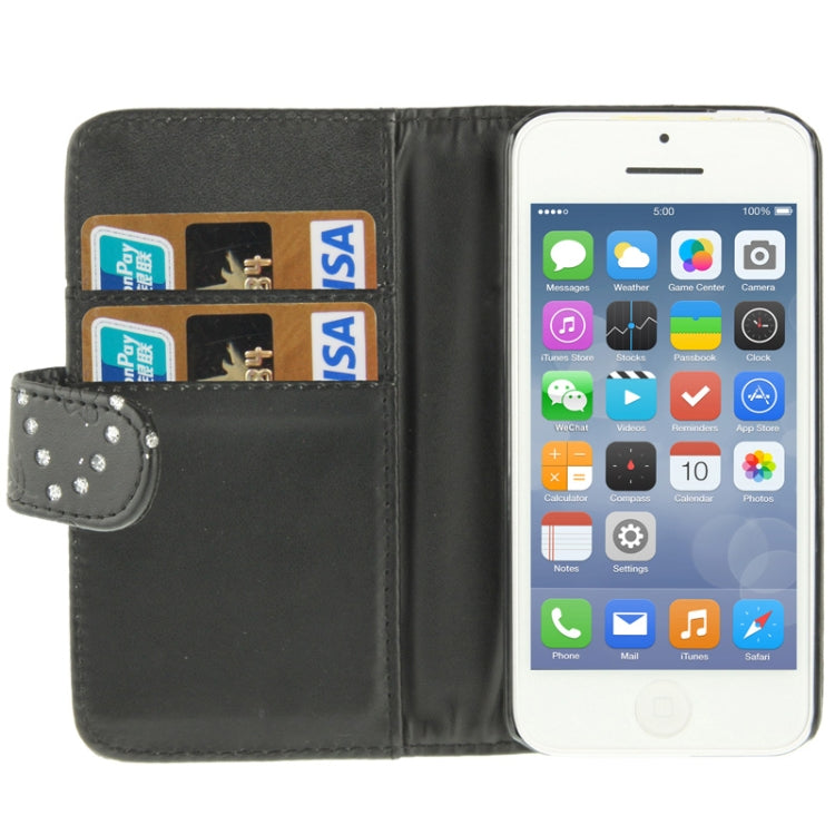 Diamond Palace Flower Pattern Horizontal Flip Leather Case with Credit Card Slots & Holder for iPhone 5C