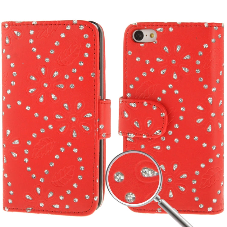 Diamond Palace Flower Pattern Horizontal Flip Leather Case with Credit Card Slots & Holder for iPhone 5C