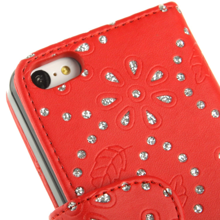 Diamond Palace Flower Pattern Horizontal Flip Leather Case with Credit Card Slots & Holder for iPhone 5C