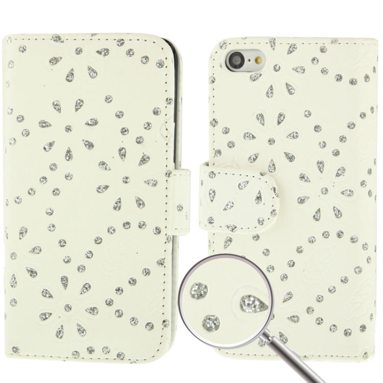 Diamond Palace Flower Pattern Horizontal Flip Leather Case with Credit Card Slots & Holder for iPhone 5C