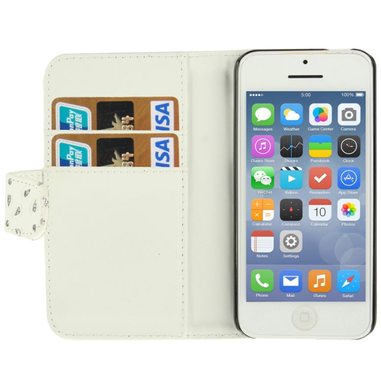 Diamond Palace Flower Pattern Horizontal Flip Leather Case with Credit Card Slots & Holder for iPhone 5C