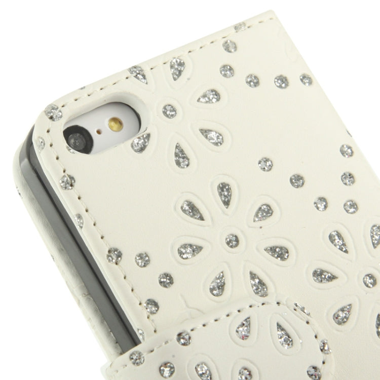 Diamond Palace Flower Pattern Horizontal Flip Leather Case with Credit Card Slots & Holder for iPhone 5C
