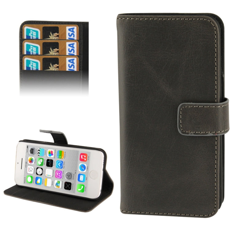 Crazy Horse Texture Leather Case with Credit Card Slot & Holder for iPhone 5C