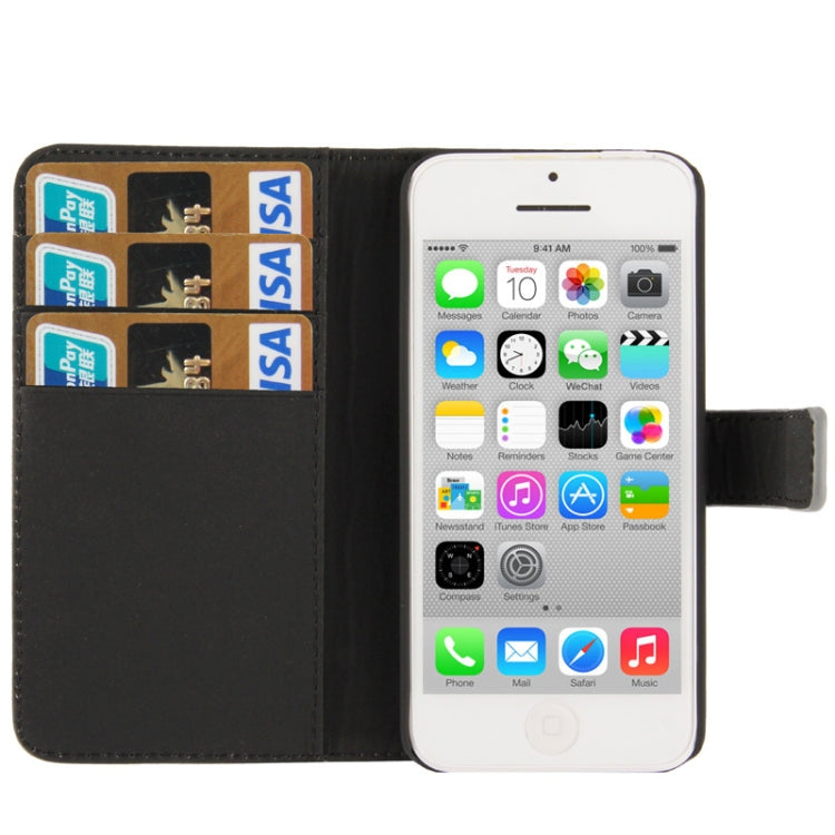 Crazy Horse Texture Leather Case with Credit Card Slot & Holder for iPhone 5C