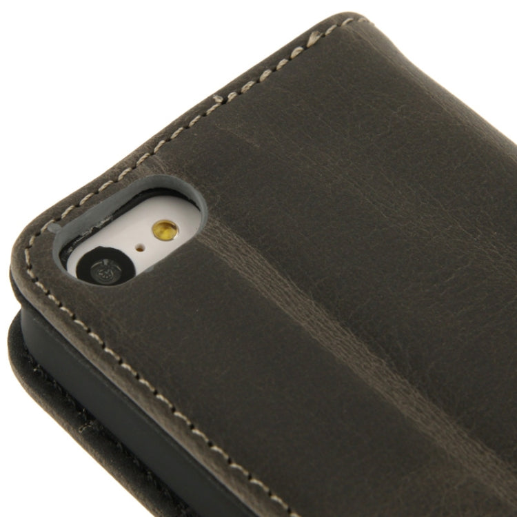 Crazy Horse Texture Leather Case with Credit Card Slot & Holder for iPhone 5C