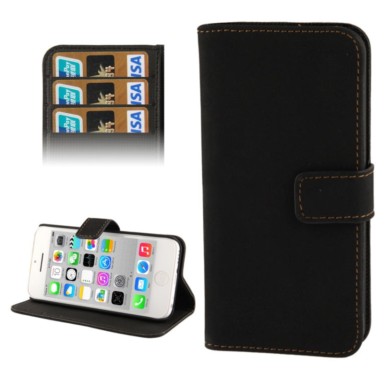 Scrub Surface Horizontal Flip Leather Case with Credit Card Slots & Holder for iPhone 5C