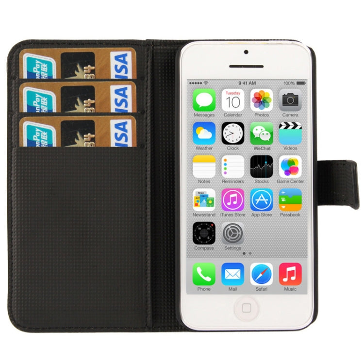 Scrub Surface Horizontal Flip Leather Case with Credit Card Slots & Holder for iPhone 5C