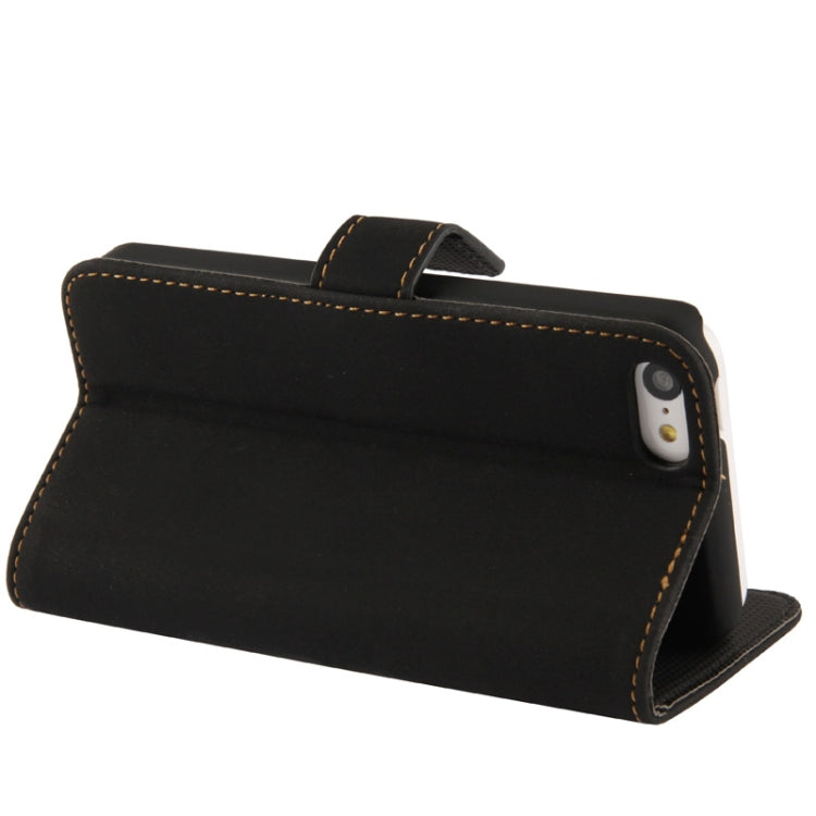 Scrub Surface Horizontal Flip Leather Case with Credit Card Slots & Holder for iPhone 5C