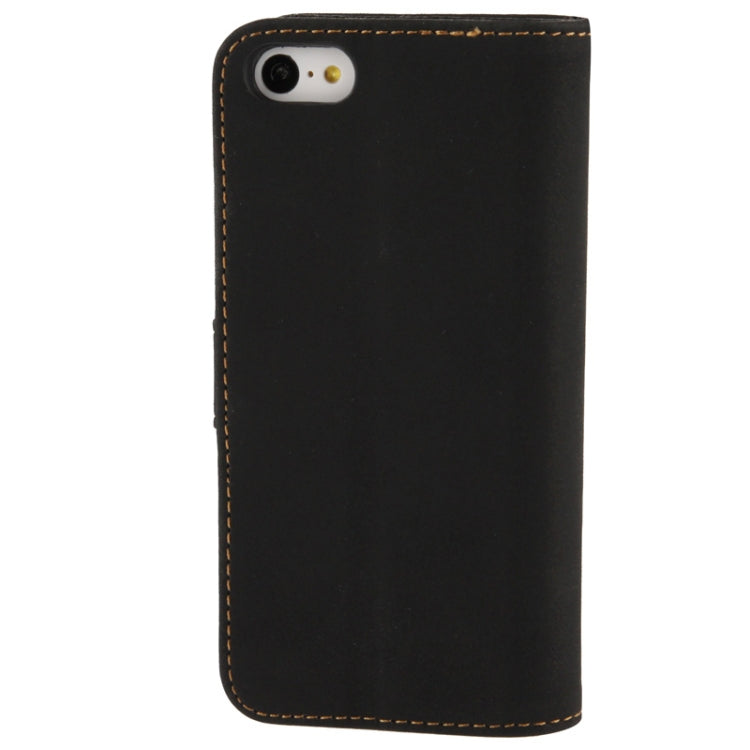 Scrub Surface Horizontal Flip Leather Case with Credit Card Slots & Holder for iPhone 5C