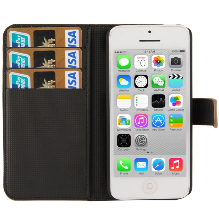 Scrub Surface Horizontal Flip Leather Case with Credit Card Slots & Holder for iPhone 5C