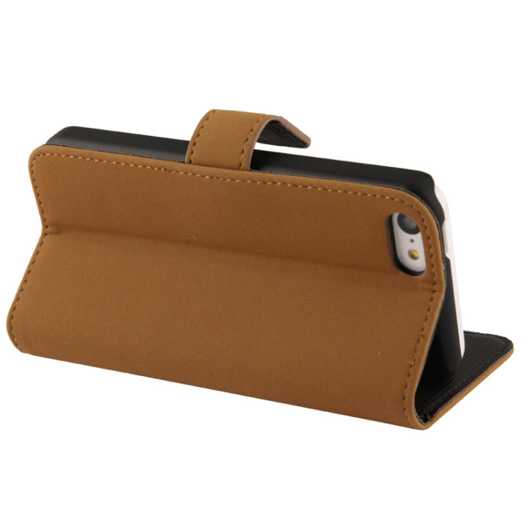 Scrub Surface Horizontal Flip Leather Case with Credit Card Slots & Holder for iPhone 5C