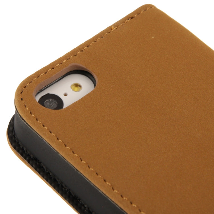 Scrub Surface Horizontal Flip Leather Case with Credit Card Slots & Holder for iPhone 5C