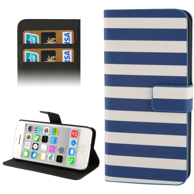 Stripe Pattern Leather Case with Credit Card Slots & Holder for iPhone 5C