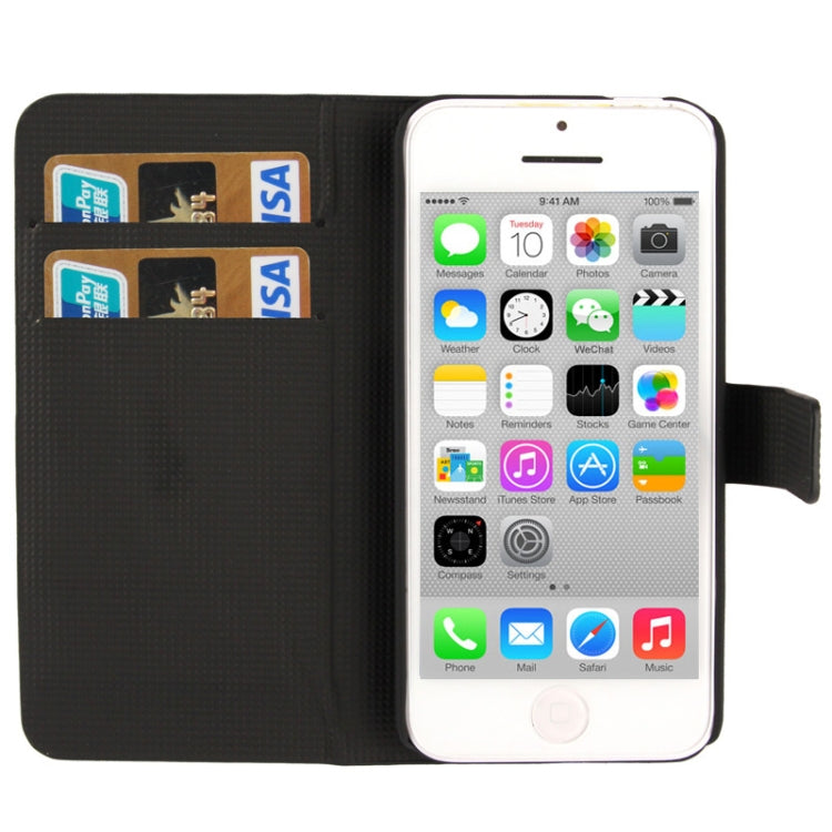 Stripe Pattern Leather Case with Credit Card Slots & Holder for iPhone 5C