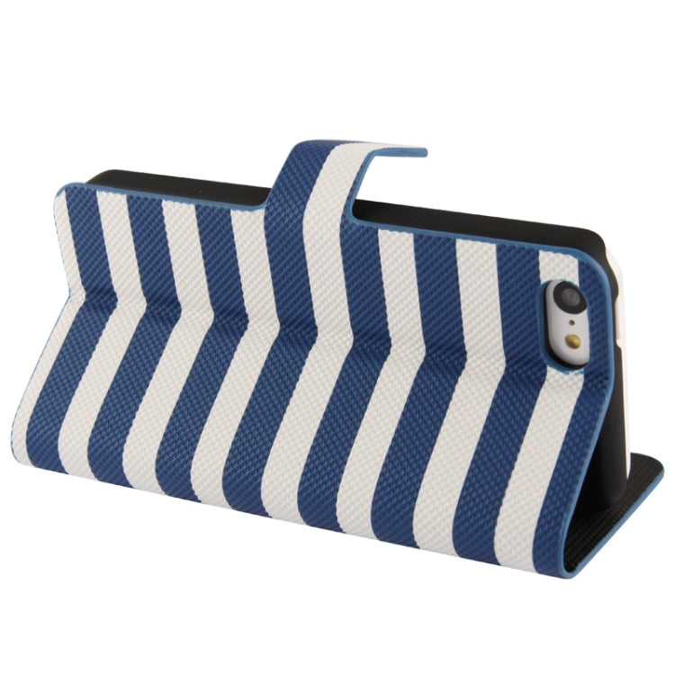 Stripe Pattern Leather Case with Credit Card Slots & Holder for iPhone 5C