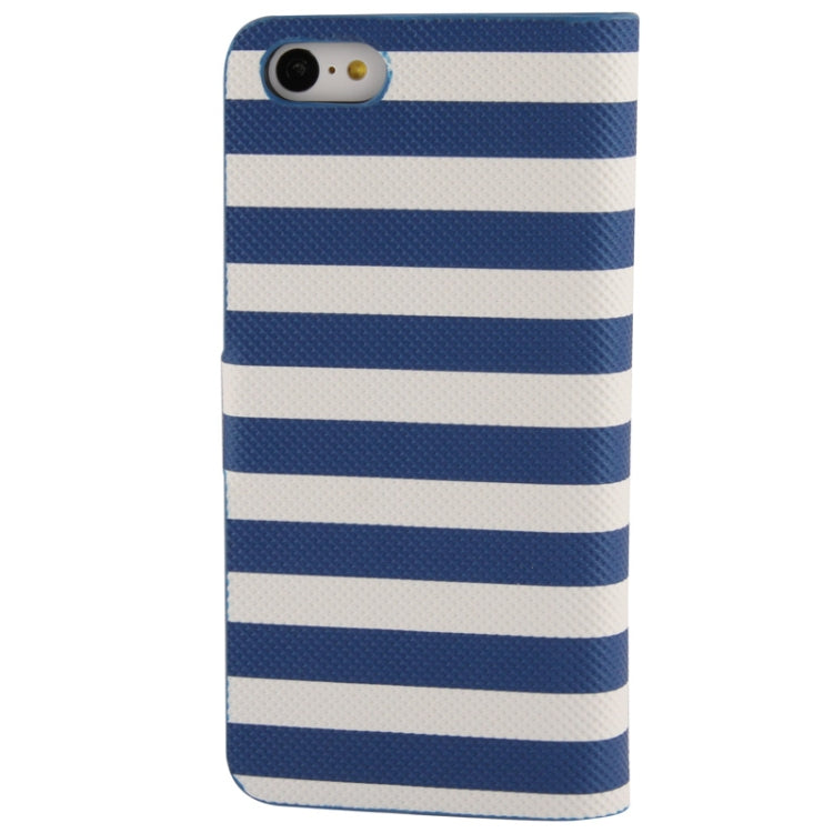 Stripe Pattern Leather Case with Credit Card Slots & Holder for iPhone 5C