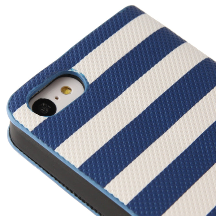 Stripe Pattern Leather Case with Credit Card Slots & Holder for iPhone 5C