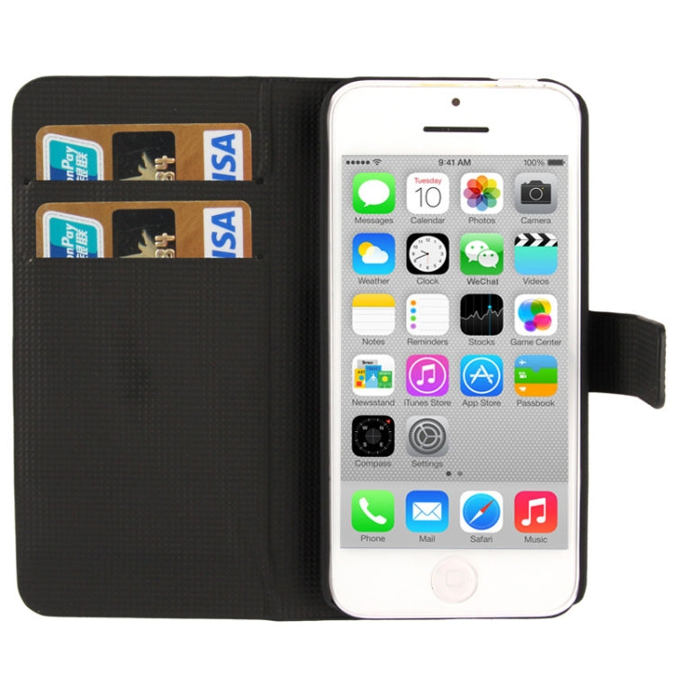 Stripe Pattern Leather Case with Credit Card Slots & Holder for iPhone 5C