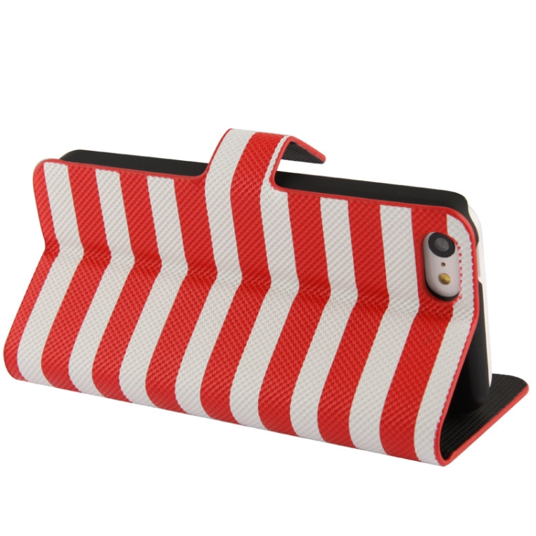 Stripe Pattern Leather Case with Credit Card Slots & Holder for iPhone 5C