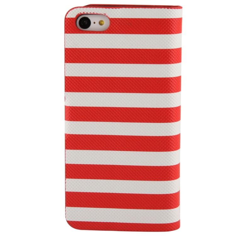Stripe Pattern Leather Case with Credit Card Slots & Holder for iPhone 5C
