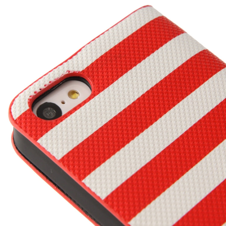 Stripe Pattern Leather Case with Credit Card Slots & Holder for iPhone 5C