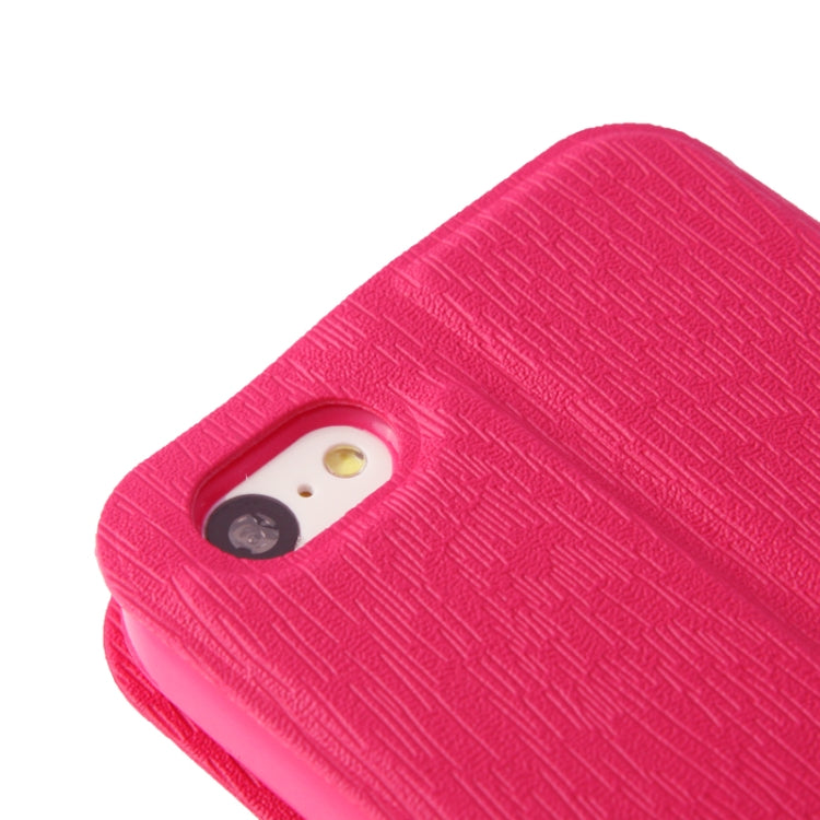 Wood Texture Flip Leather Case with Holder for iPhone 5C