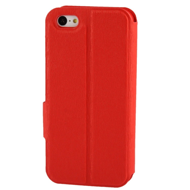 Wood Texture Flip Leather Case with Holder for iPhone 5C