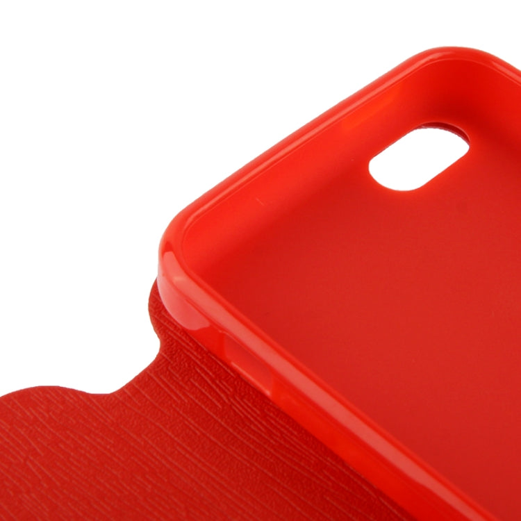 Wood Texture Flip Leather Case with Holder for iPhone 5C