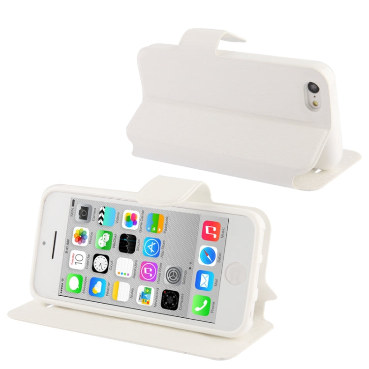 Wood Texture Flip Leather Case with Holder for iPhone 5C