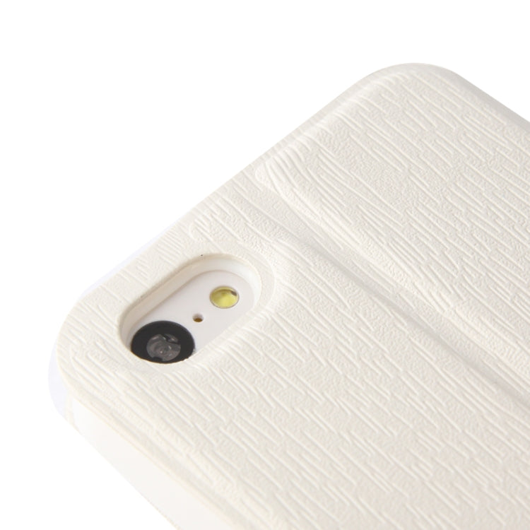 Wood Texture Flip Leather Case with Holder for iPhone 5C
