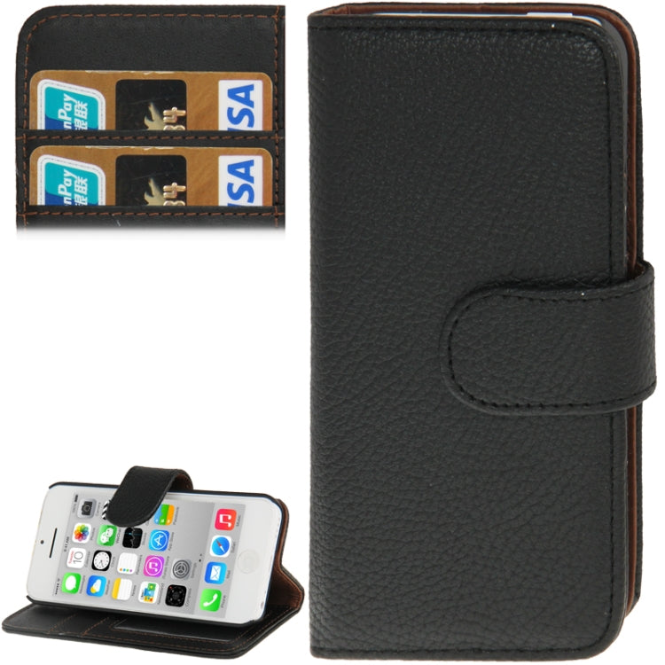 Litchi Texture Horizontal Flip Leather Case with Credit Card Slots & Holder for iPhone 5C