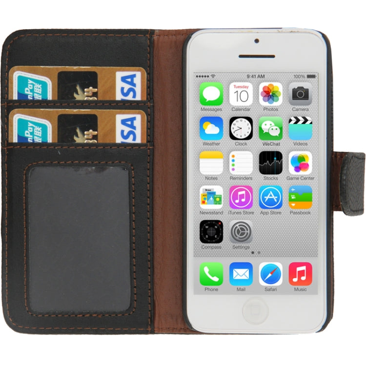 Litchi Texture Horizontal Flip Leather Case with Credit Card Slots & Holder for iPhone 5C
