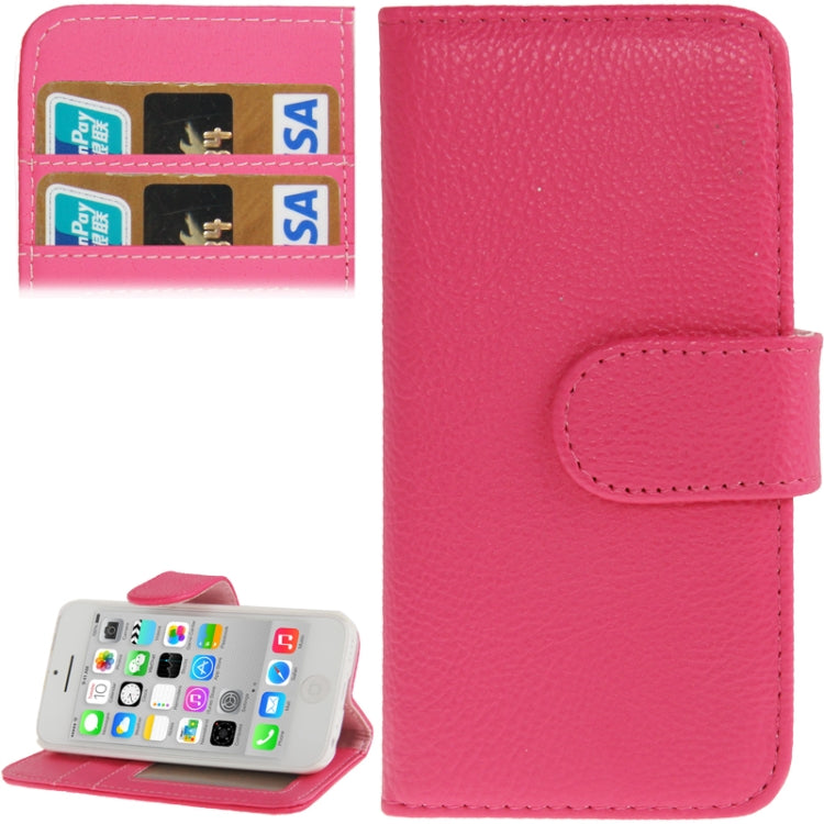 Litchi Texture Horizontal Flip Leather Case with Credit Card Slots & Holder for iPhone 5C