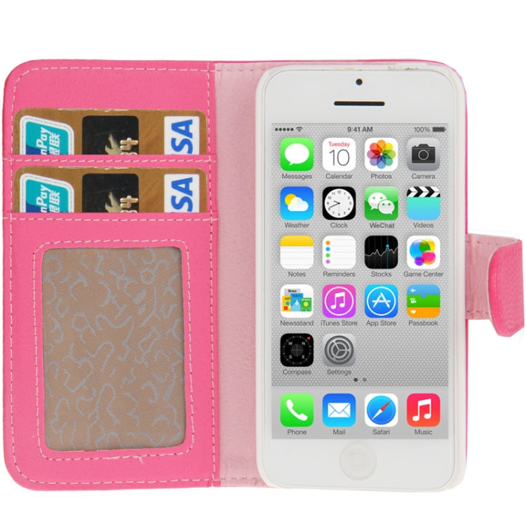 Litchi Texture Horizontal Flip Leather Case with Credit Card Slots & Holder for iPhone 5C
