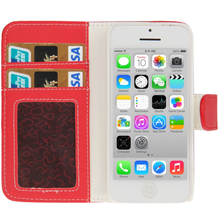Litchi Texture Horizontal Flip Leather Case with Credit Card Slots & Holder for iPhone 5C