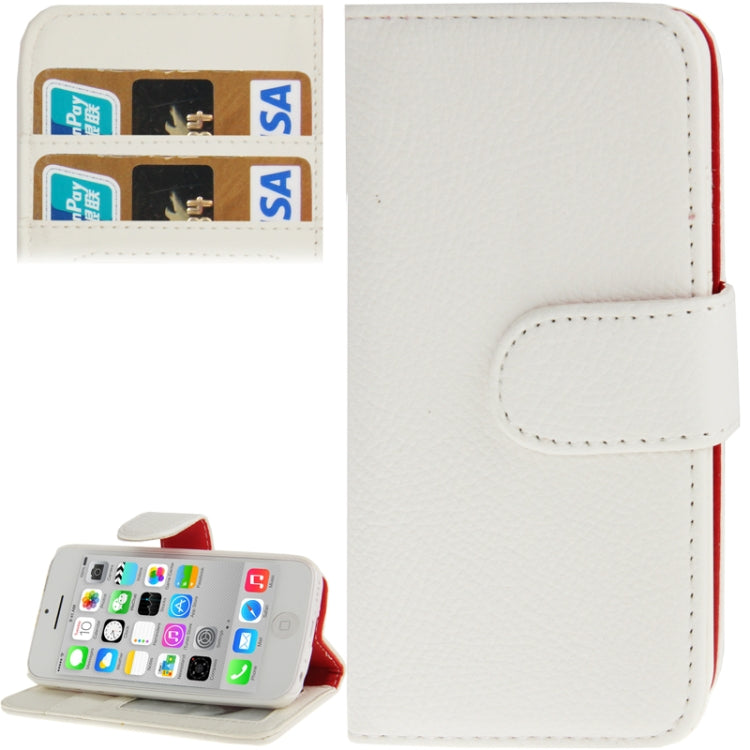 Litchi Texture Horizontal Flip Leather Case with Credit Card Slots & Holder for iPhone 5C