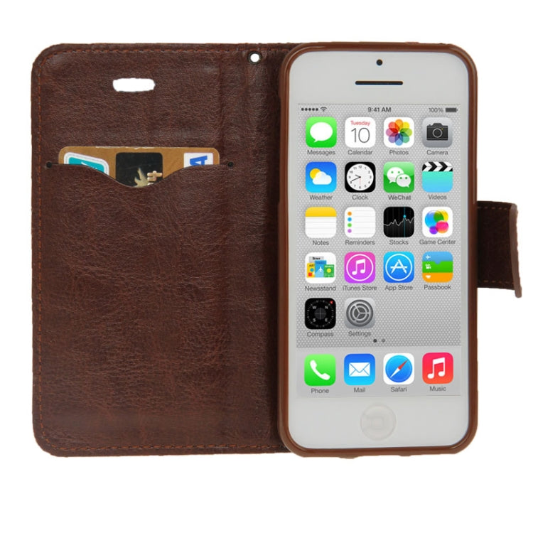 Denim Texture Peony Pattern Horizontal Flip Leather Case with Holder & Credit Card Slots for iPhone 5C(Blue)