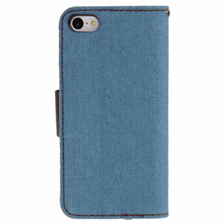 Denim Texture Horizontal Flip Leather Case with Holder & Credit Card Slots for iPhone 5C(Baby Blue)