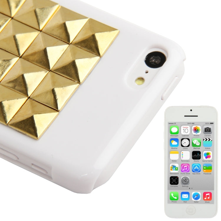 Square Diamond Style Golden Rivet Plastic Protective Case for iPhone 5C