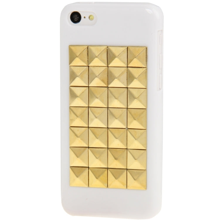 Square Diamond Style Golden Rivet Plastic Protective Case for iPhone 5C