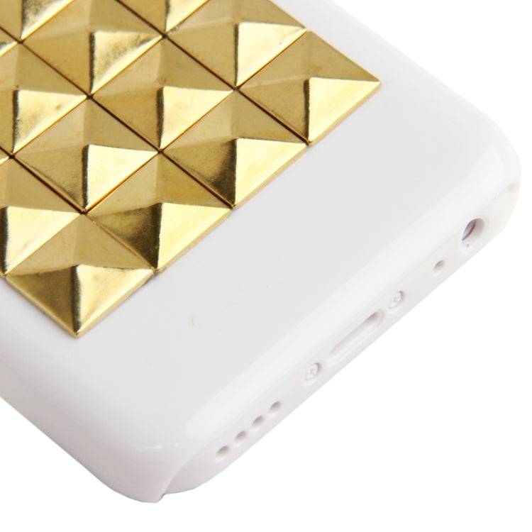 Square Diamond Style Golden Rivet Plastic Protective Case for iPhone 5C