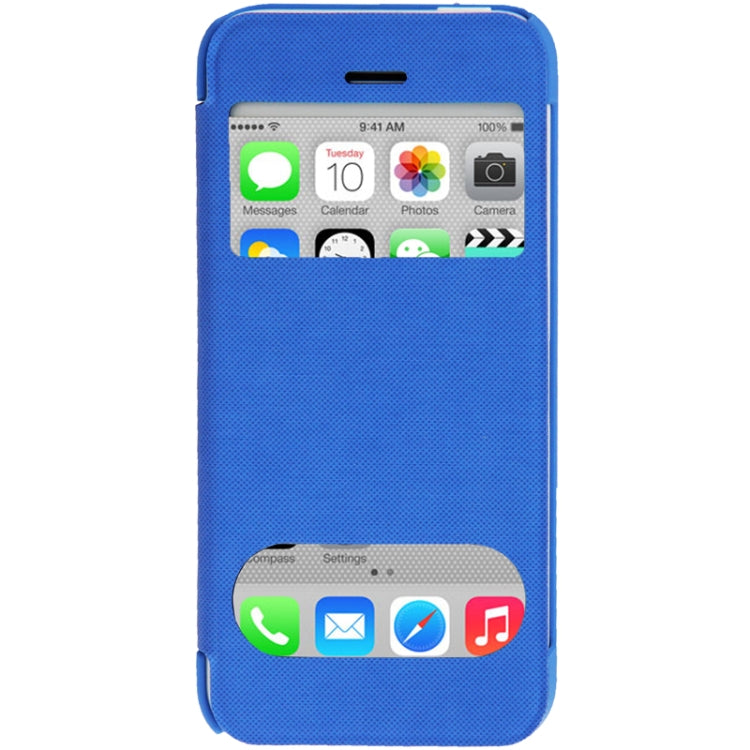 Small Plaid Texture Horizontal Flip Leather Cover Plastic Case with Call Display ID for iPhone 5C