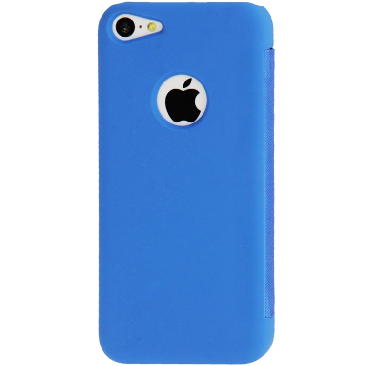 Small Plaid Texture Horizontal Flip Leather Cover Plastic Case with Call Display ID for iPhone 5C