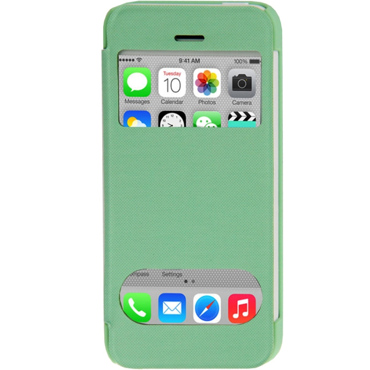 Small Plaid Texture Horizontal Flip Leather Cover Plastic Case with Call Display ID for iPhone 5C